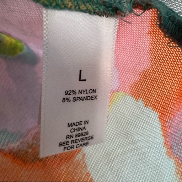 LOGO Colorful Artsy Button-Up Mesh Shirt Long Sleeve Pastel L - Picture 5 of 5